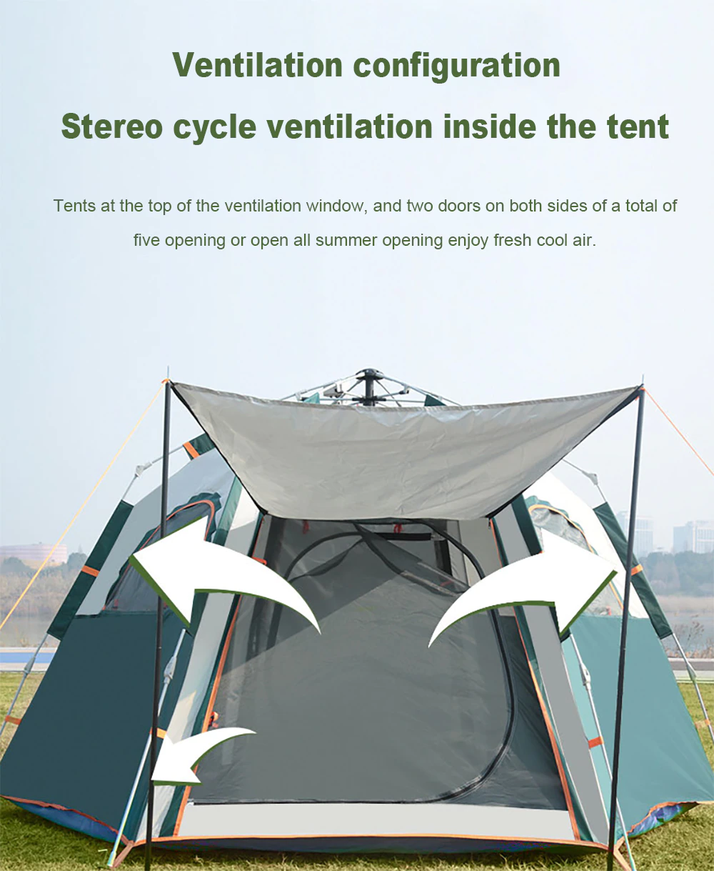 Cheap Goat Tents Automatic Camping Tent For Outdoor Camping Hiking Hexagon Tent Waterproof Big Space Travel Tent Hight Quality Camping Shelters   